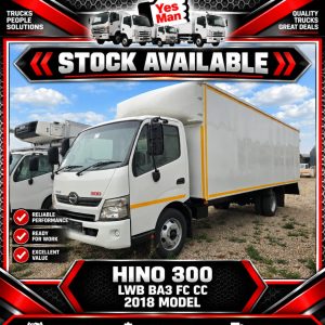 2018 HINO 300 LWB BA3 F/C C/C TRUCK